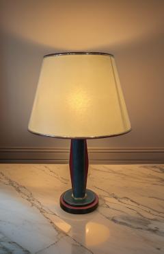 Travail Francais Art Deco Leather and Bronze Table Lamp in the style of Jaques Adnet - 3480190