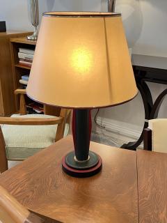 Travail Francais Art Deco Leather and Bronze Table Lamp in the style of Jaques Adnet - 3480193