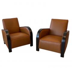 Travail Francais Art Deco Pair of Club Chairs in the style of Jacques Adnet - 2865347
