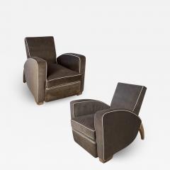 Travail Francais Art Deco Pair of Italian Mohair Club Chairs - 2980315