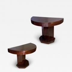 Travail Francais Art Deco Pair of Macassar Ebony Wood Console Tables - 2975147