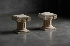 Travertine Ionic Pedestal Side Tables Italy Late 20th Century - 4452086