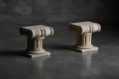 Travertine Ionic Pedestal Side Tables Italy Late 20th Century - 4452088