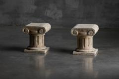 Travertine Ionic Pedestal Side Tables Italy Late 20th Century - 4452092