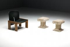 Travertine Ionic Pedestal Side Tables Italy Late 20th Century - 4452108