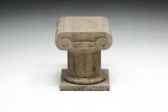 Travertine Ionic Pedestal Side Tables Italy Late 20th Century - 4452112
