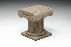 Travertine Ionic Pedestal Side Tables Italy Late 20th Century - 4452113