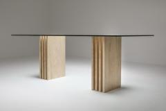 Travertine Postmodern Dining Table in the Style of Scarpa 1980s - 1421059