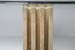 Travertine Postmodern Dining Table in the Style of Scarpa 1980s - 1421065
