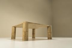 Travertine Square Coffee Table with Cylindrical Legs France 1970s - 3097300