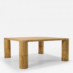 Travertine Square Coffee Table with Cylindrical Legs France 1970s - 3110776
