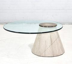 Travertine and Brass Cantilevered Coffe Table by La Rosa Italy 1960 - 2859586