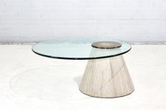 Travertine and Brass Cantilevered Coffe Table by La Rosa Italy 1960 - 2859587