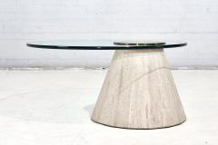 Travertine and Brass Cantilevered Coffe Table by La Rosa Italy 1960 - 2859588