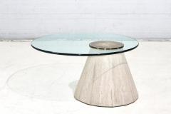 Travertine and Brass Cantilevered Coffe Table by La Rosa Italy 1960 - 2859589