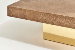 Travertine and Brass Coffee Table 1970 - 2314679