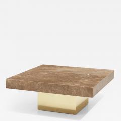 Travertine and Brass Coffee Table 1970 - 2315985