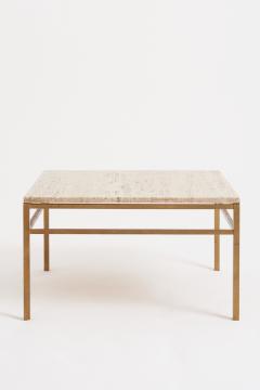 Travertine and Brass Coffee Table - 3486079