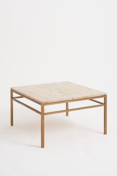 Travertine and Brass Coffee Table - 3486080