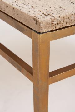 Travertine and Brass Coffee Table - 3486082