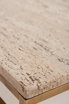 Travertine and Brass Coffee Table - 3486084
