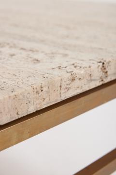 Travertine and Brass Coffee Table - 3486088