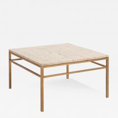 Travertine and Brass Coffee Table - 3487599