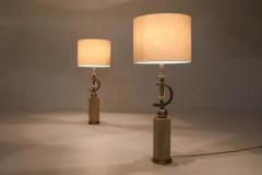 Travertine and Brass Floor Lamps - 3377521