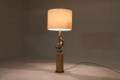 Travertine and Brass Floor Lamps - 3377522