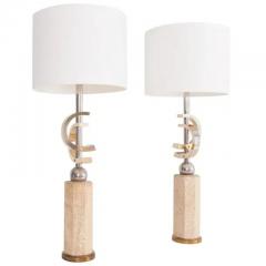 Travertine and Brass Floor Lamps - 3377527