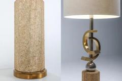 Travertine and Brass Floor Lamps - 3377597