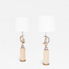Travertine and Brass Floor Lamps - 3388281