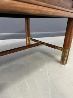 Travertine and Burl Coffee Table with Brass Accents Mid Century - 4014390