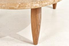 Travertine and Limed Oak Biomorphic Coffee Table 1960 - 2651259