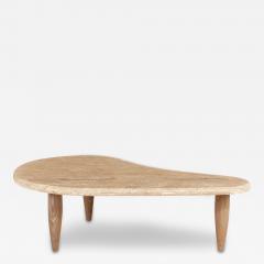 Travertine and Limed Oak Biomorphic Coffee Table 1960 - 2659300