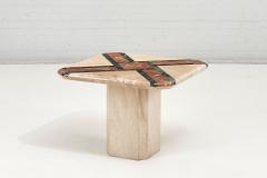 Travertine and Marble End Table 1980 - 2356749