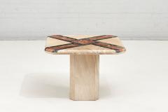 Travertine and Marble End Table 1980 - 2356750