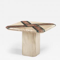 Travertine and Marble End Table 1980 - 2357361