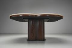 Travertine and Wood Coffee Table France 1970s - 4391544