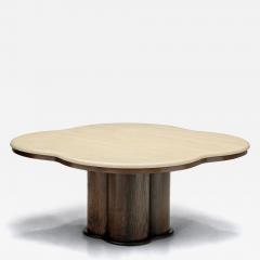 Travertine and Wood Coffee Table France 1970s - 4401016