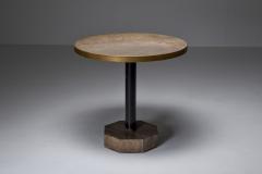 Travertine and brass bistro table 1970s - 1960927