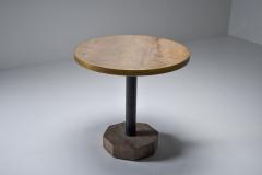 Travertine and brass bistro table 1970s - 1960934