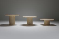 Travertine set of round side tables 1970s - 1291534