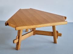 Triangular French Modern Dining Table in Solid Oak Wood France 1960s - 3285698
