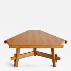 Triangular French Modern Dining Table in Solid Oak Wood France 1960s - 3286225