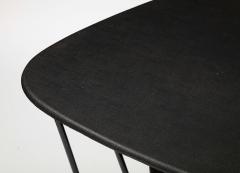 Triangular Steel Walnut and Textile Side Table Italy c 1960 - 3434743