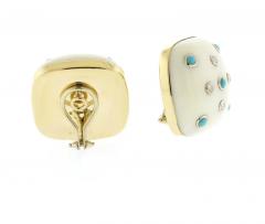 Trianon 14kt Gold Turquoise and Diamond Clip on Earrings - 4148230