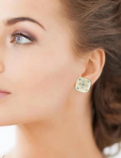 Trianon 14kt Gold Turquoise and Diamond Clip on Earrings - 4148231