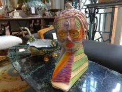 Tribal Style Clay Bust Sculpture - 3699952