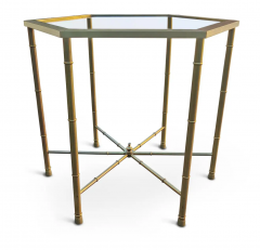 Mastercraft Glass Top Brass Tube Console Table